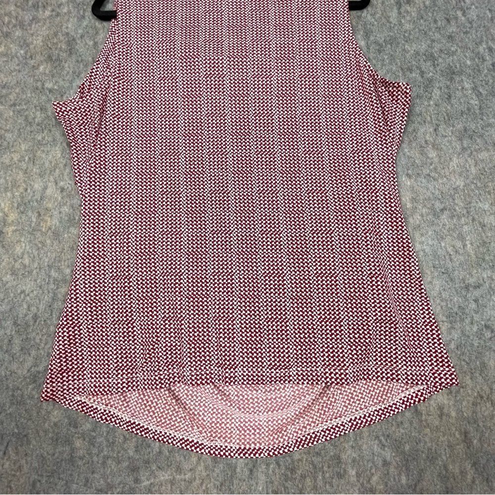 Coldwater Creek Red White Houndstooth Print Sleeveless Stylish Top - Sz XL/16 - Picture 12 of 15